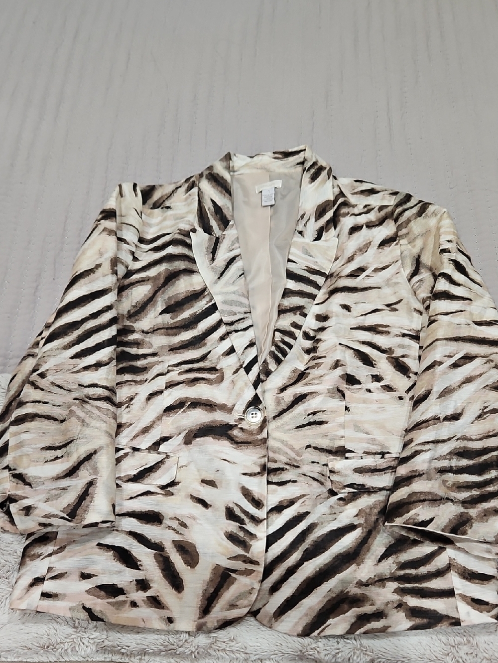 Chico's Zebra-Print Cream & Black Blazer